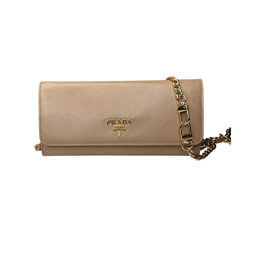 Authentic Prada Saffiano Multicolor Long Wallet – Beige/Pink P03.